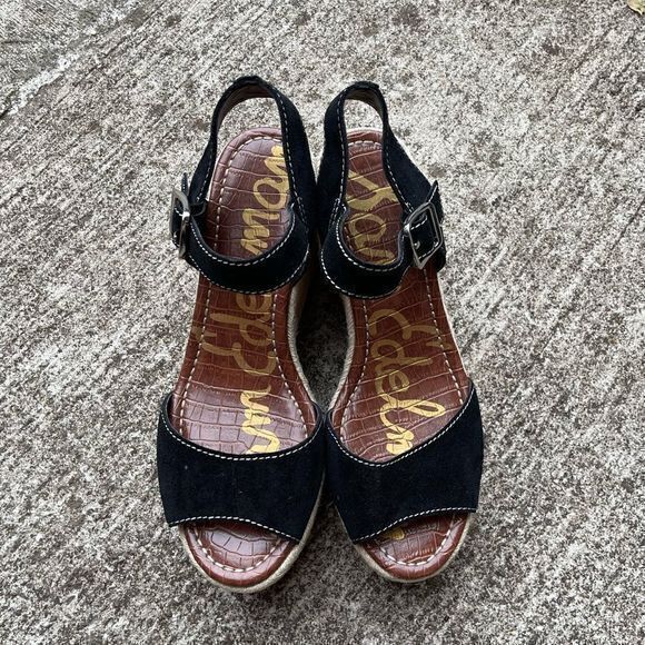 Sam Edelman Women's Dimitree Espadrille Wedge Sandal Suede Upper Black Size 11 - Picture 6 of 9